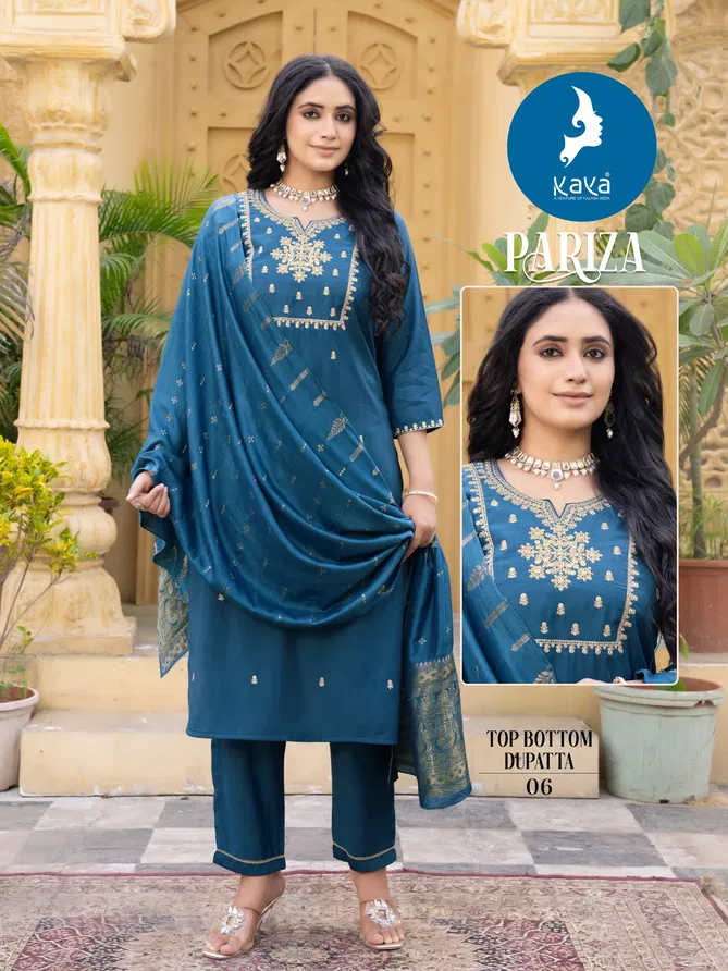 Pariza By Kaya Roman Silk Embroidery Kurti With Bottom Dupatta Wholesale Shop In Surat